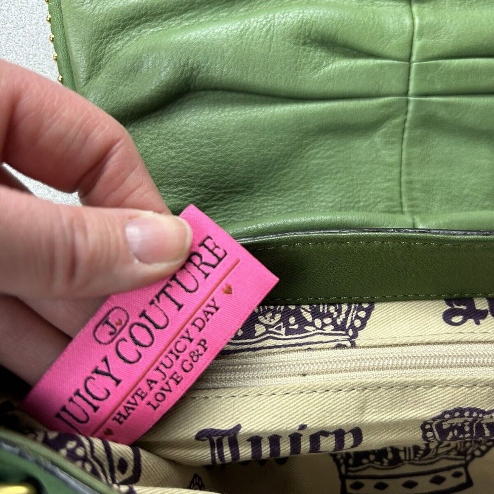 Vintage Juicy Couture Clutch Bag Green Leather - Picture 13 of 14